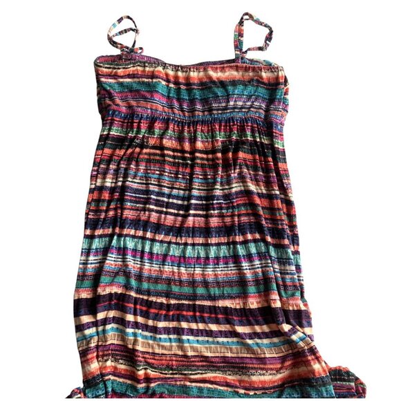 Soma Multicolor Boho Tribal Print Spaghetti Strap Maxi Dress Stretchy Size XL - Picture 2 of 5